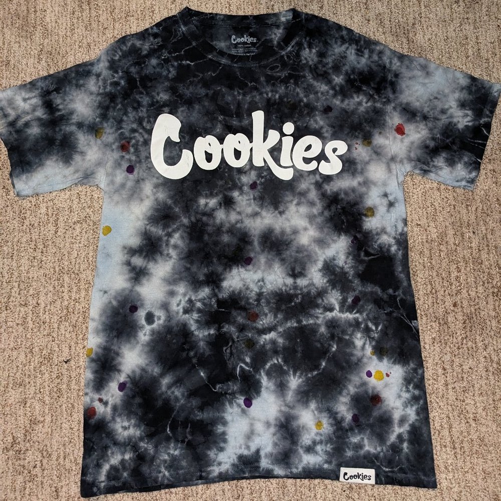 Cookies Men's T-Shirt, Size M and Black Tie Dye Colored
